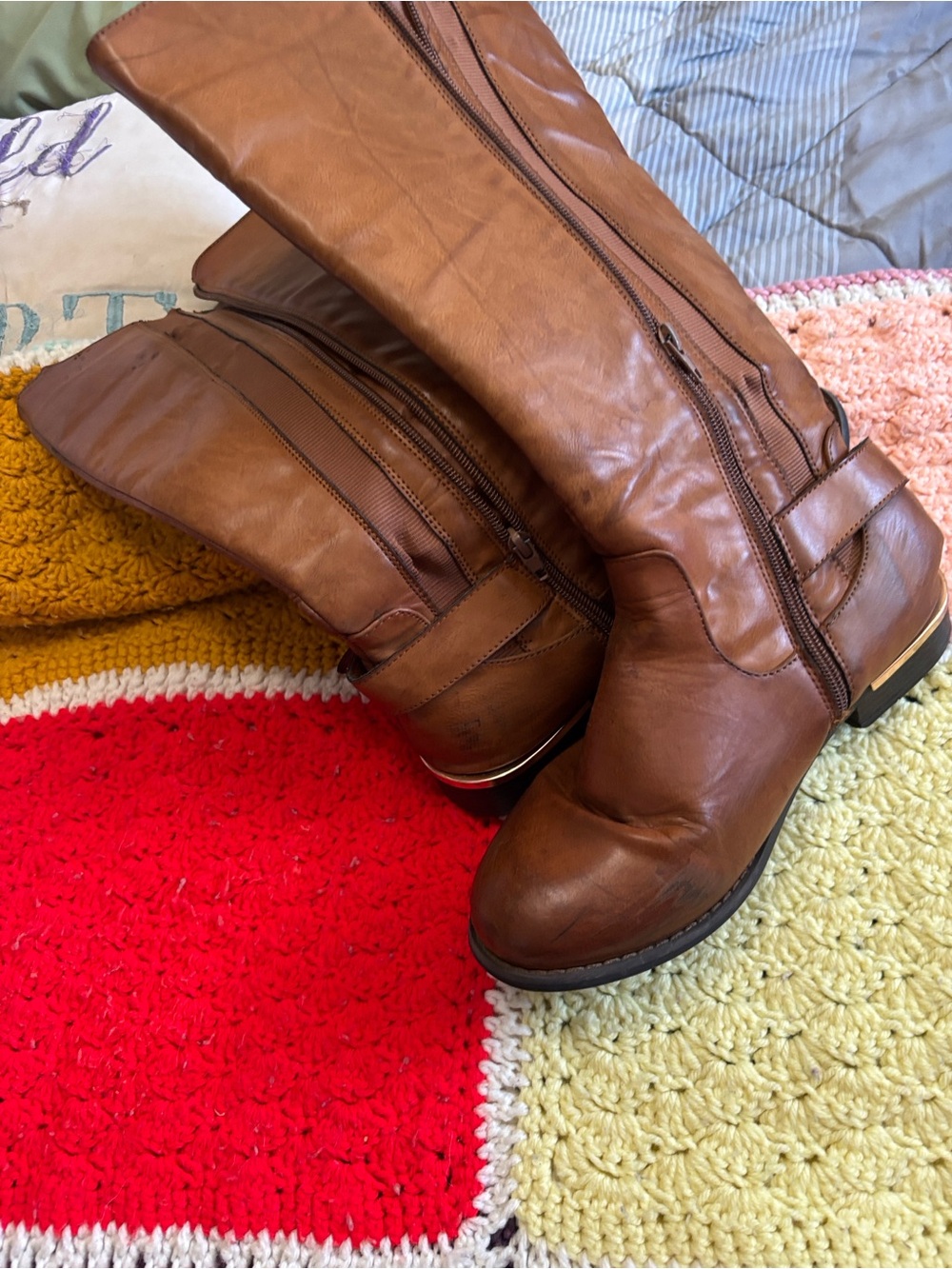 Women's Tall Leather Riding Boots - Brown